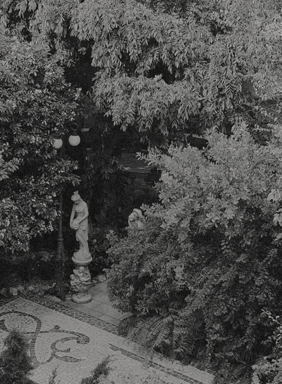 Garden with a statue in a Roman villa