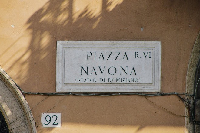Street sign of Piazza Navona — Rome