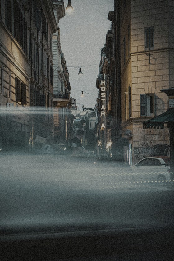 A Roman street at night