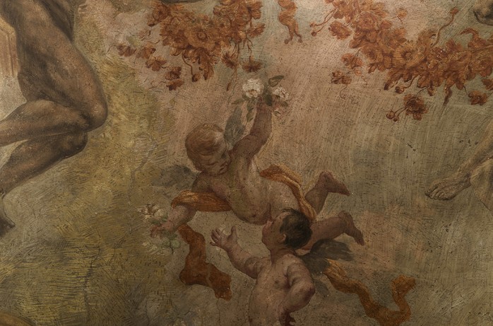 Detail of the ceiling frescoes at Palazzo Ruspoli — Massimo Dutti Rome