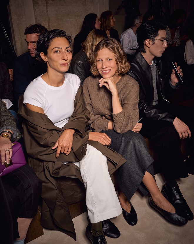 Conie Vallese and Katharina Kaminski in the front row of the Massimo Dutti Limited Edition FW26 show in Rome