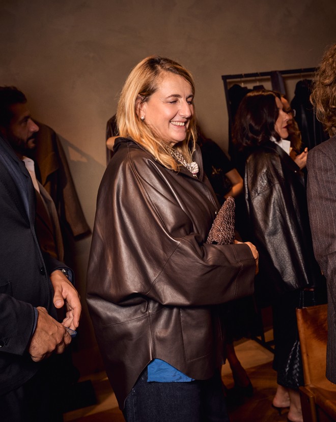 Patricia Urquiola in the front row of the Massimo Dutti Limited Edition FW26 show in Rome