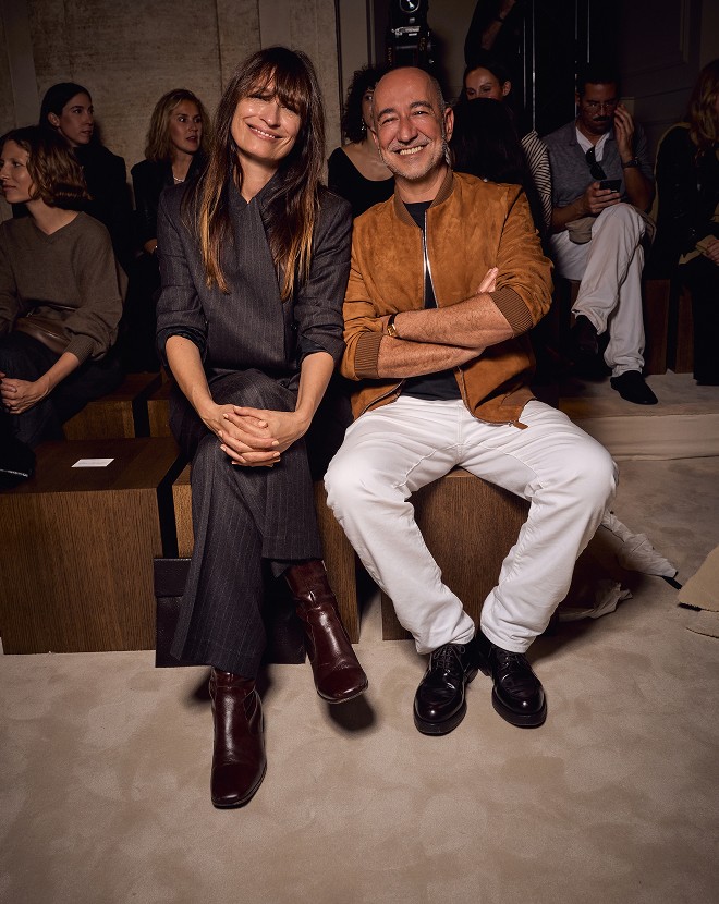Caroline de Maigret and Saif Mahdhi in the front row of the Massimo Dutti Limited Edition FW26 show in Rome