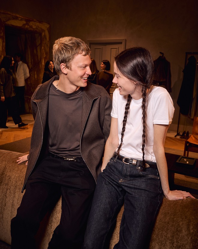 Kiki Willens and Jonas Glöer in the front row of the Massimo Dutti Limited Edition FW26 show in Rome