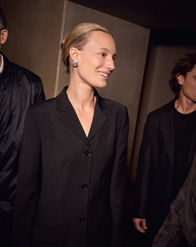 Maya Stepper in the front row of the Massimo Dutti Limited Edition FW26 show in Rome