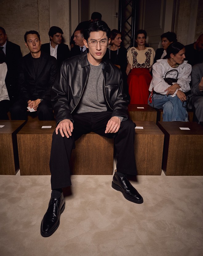 Ayden Sng in the front row of the Massimo Dutti Limited Edition FW26 show in Rome